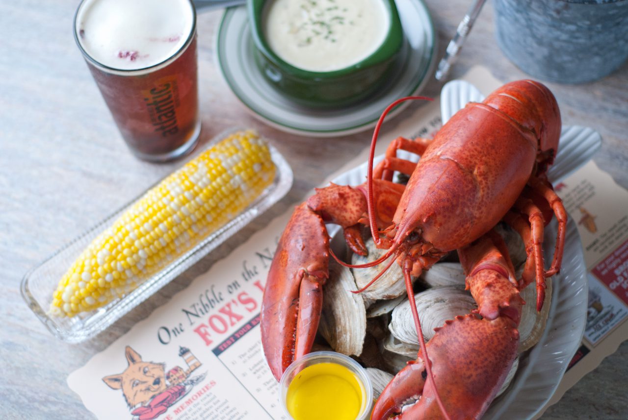 Steamed Maine lobster dinner - Fox's Lobster House in York, Maine