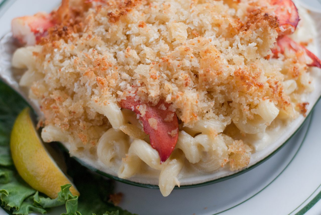 Lobster Mac and Cheese at Fox's Lobster House in York, Maine